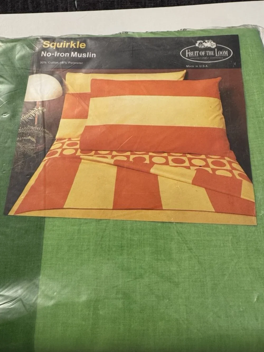 Fruit of the Loom Retro Stripe Twin Flat Sheet Avocado Green 70s Vintage B40